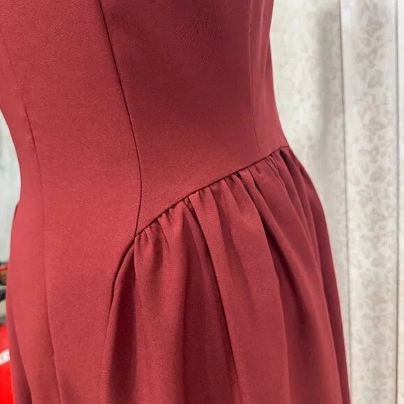 Commense Cap Sleeved Keyhole Neckline Flared Burgundy Midi Dress NWT, Size M - Picture 12 of 16
